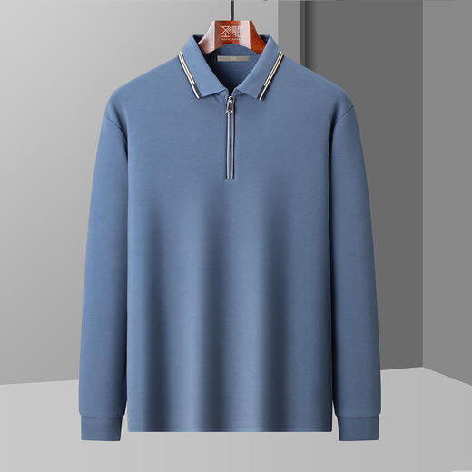【含桑蚕丝】圣得西男士时尚百搭半高拉链领T恤2025秋季新款亲肤舒适长袖 商品图2