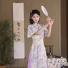 新中式国风日常，奥黛气质长款改良旗袍XL-24135 商品缩略图1