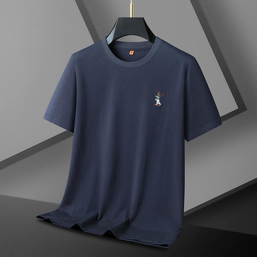 【100%棉】【新款DWP】大依优型大码短袖T恤圆领加肥加大男士大号弹力透气舒适夏季半袖 商品图1