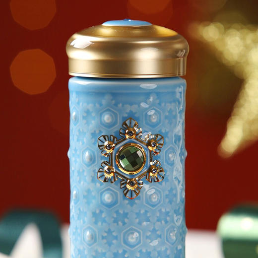 【特惠5折，仅1件】乾唐轩 活瓷杯水智慧陶瓷杯高颜值随行杯便携随手杯送人优选 褐黄+彩釉+描金+吉星 商品图1