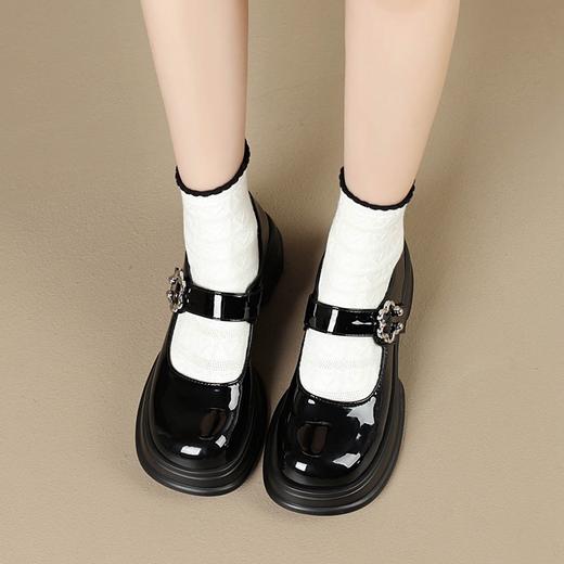ZHR则则玛丽珍小皮鞋2024春季新款气质复古百搭英伦浅口单鞋厚底 商品图3