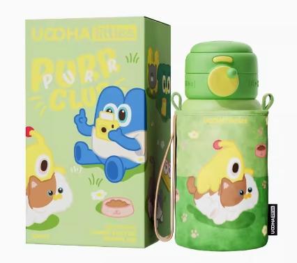 uooha随行双饮保温杯猫咪克拉布-绿色 商品图0