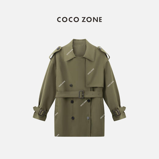 COCO ZONE2024时尚翻驳领通勤风衣气质双排扣设计上衣24C10009 商品图0