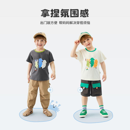 【冰冰棉】【80-140】【MQDMINI】男童夏季t恤短袖卡通撞色冰感上衣 商品图9