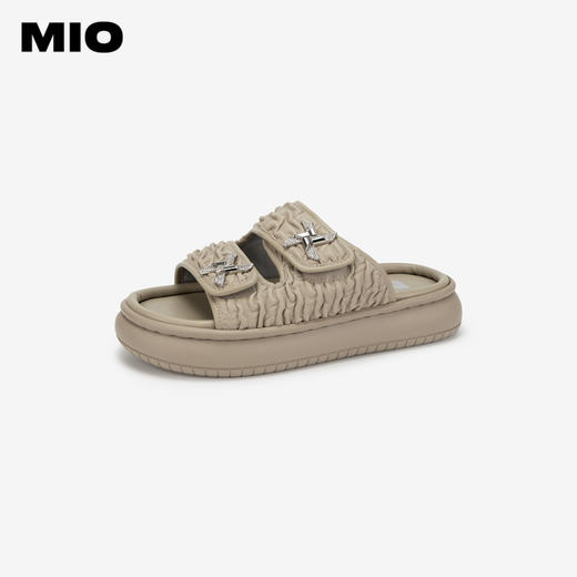 MIO米奥夏季中跟时髦拖鞋小众潮流运动厚底一字拖个性女鞋M243131427 商品图1