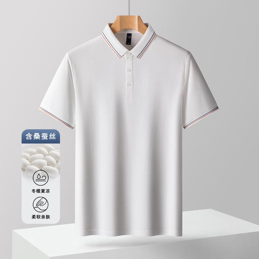【含桑蚕丝】罗蒙男士夏季polo衫男短袖大众休闲男士t恤短袖polo衫 商品图5