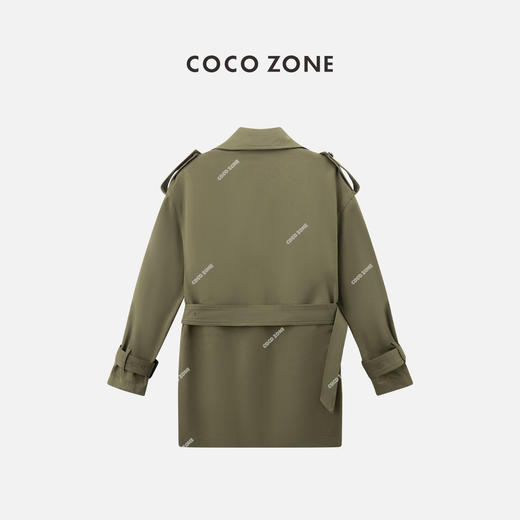 COCO ZONE2024时尚翻驳领通勤风衣气质双排扣设计上衣24C10009 商品图1