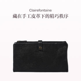 保税直发  Clairefontaine 羊皮单格扁平笔袋 黑色 /绒面羊皮双格扁平笔袋 米色