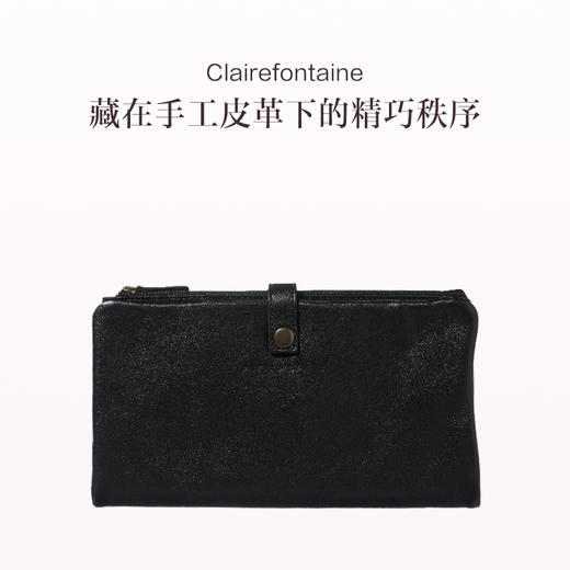 保税直发  Clairefontaine 羊皮单格扁平笔袋 黑色 /绒面羊皮双格扁平笔袋 米色 商品图0