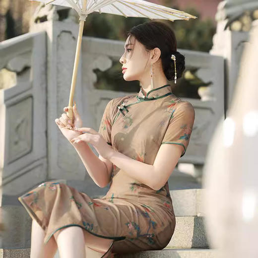 素雅高端，复古长款改良旗袍TX-8391 商品图2