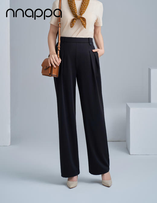 锦纶冰凉斜纹双折外穿大直筒裤PA29278 商品图1