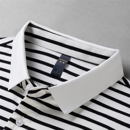 【含桑蚕丝】罗蒙夏季条纹男士t恤短袖polo衫商务polo衫男短袖 商品图9