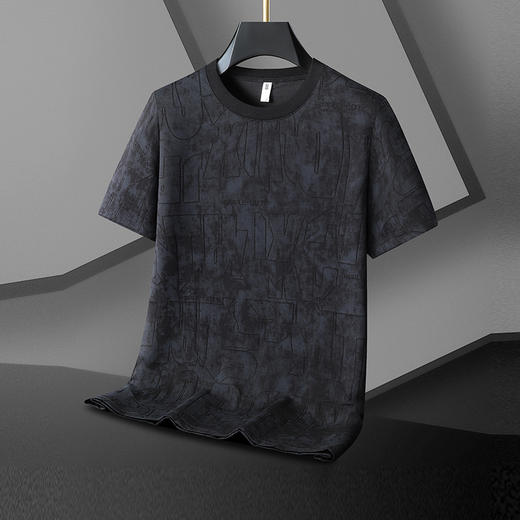 【新款DX】大依优型大码男装潮款镂空短袖T恤圆领加肥加大透气吸汗夏季上衣半袖t恤夏装 商品图0