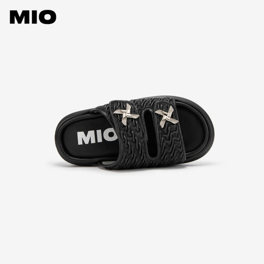 MIO米奥夏季中跟时髦拖鞋小众潮流运动厚底一字拖个性女鞋M243131427 商品图2