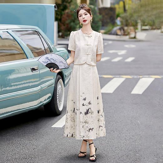 复古新中式，圆领短袖上衣马面裙两件套HR-YRX9100 商品图6