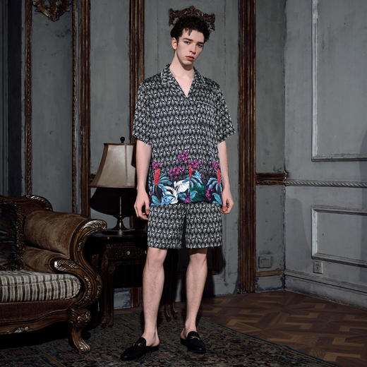 Solo seta22姆米男士真丝短袖短裤睡衣套装桑蚕丝休闲装2025新款 商品图1