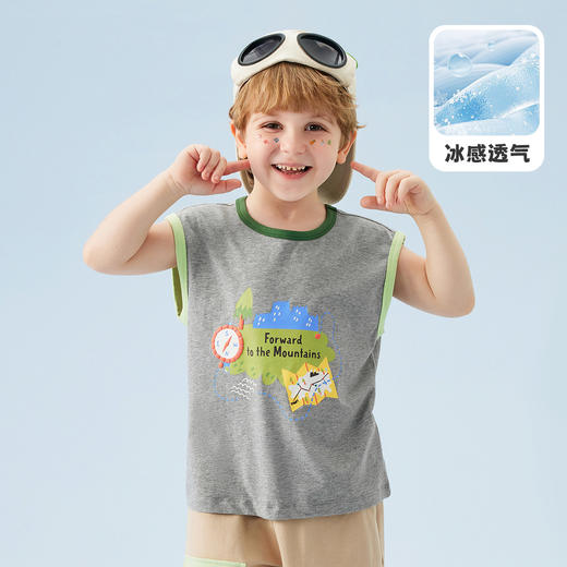 【冰感棉】【80-140】【MQDMINI】男童夏季背心落肩无袖上衣宽松外穿背心 商品图0