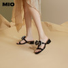 MIO米奥夏季方头中跟简约一字带式泡泡蝴蝶清爽通勤凉拖女M243141608 商品缩略图0