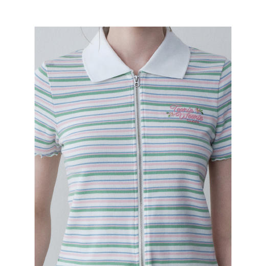 TeenieWeenie小熊条纹字母POLO衫T恤女夏季女t恤TTHA242410T 商品图3