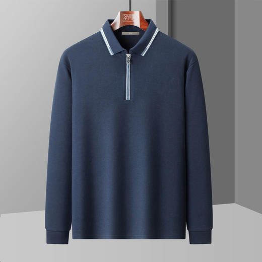 【含桑蚕丝】圣得西男士时尚百搭半高拉链领T恤2025秋季新款亲肤舒适长袖 商品图1