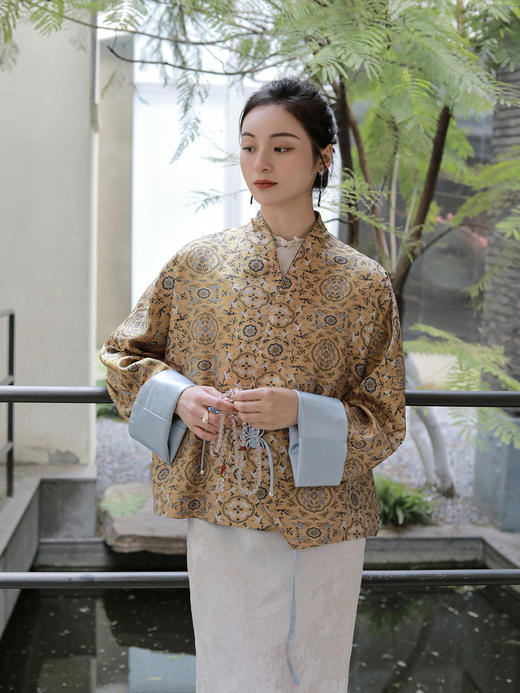 盛唐牡丹 |鹤鹿同春宋锦交叉外套 商品图3