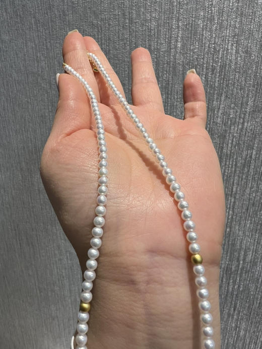 326-1 新中式4-4.5mm AK baby珍珠项链 古法高保色沙金"八方来财"路路通！ 商品图11