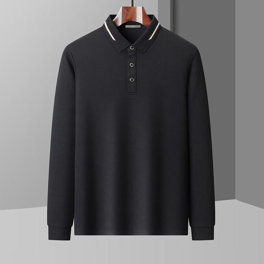 【含桑蚕丝】圣得西2025秋季新款男士撞色翻领长袖polo衫T恤衫 商品图2