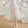 米思阳2026夏季新款优雅气质纯色大摆裙高腰修身网纱半身裙女1642 商品缩略图0