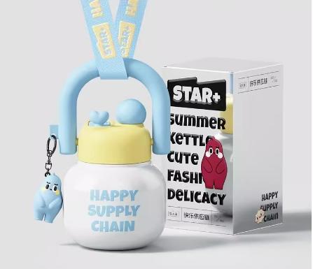 世大家UU双饮吸管杯沧澜鲸梦（蓝白）肩带款 商品图0