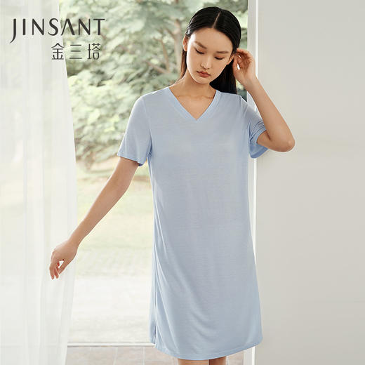 100%桑蚕丝 V领睡裙  A-5940 商品图1
