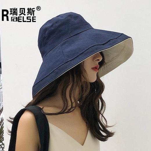 【48小时发货】2024夏防晒帽子夏季日系双面拼色大沿春秋渔夫帽女士遮阳帽防晒帽子韩可折叠 商品图1