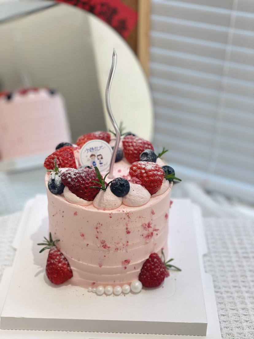 四寸粉色草莓奶油蛋糕 下单前请仔细阅读商品详情