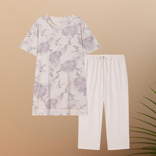 【32S100%棉汗布】SCHIESSER 德国舒雅女士纯棉短袖七分裤套装31/22373H 商品图1