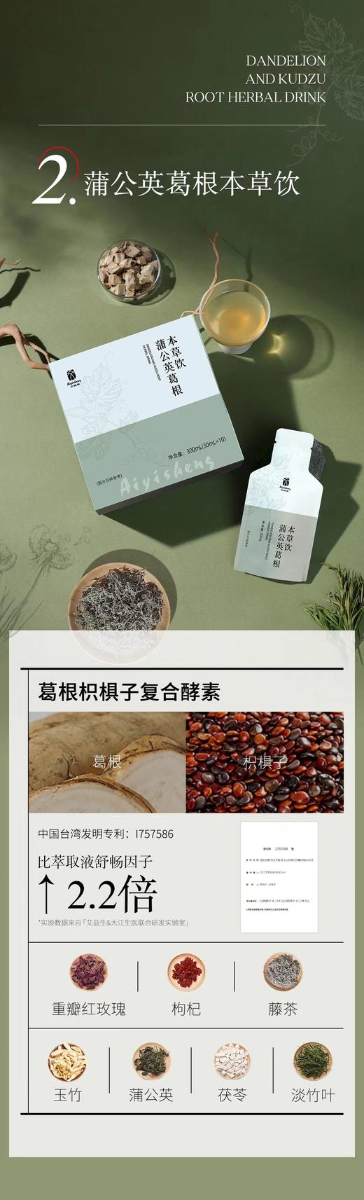 女士护肝 蒲公英葛根本草饮 10支/盒 药食同源 无添加 商品图0