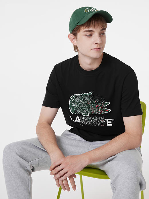 小鱼 2024休闲男装 logo图案印花 衣角刺绣小标 纯棉圆领短袖T恤 Z-11528 商品图5