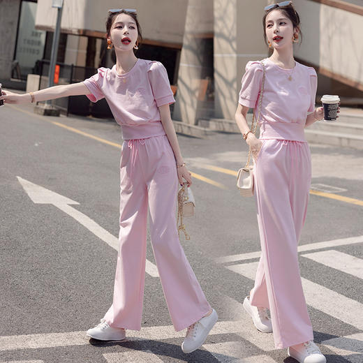 时尚薄款休闲服，网红炸街阔腿裤运动套装HR-QMC6772 商品图5