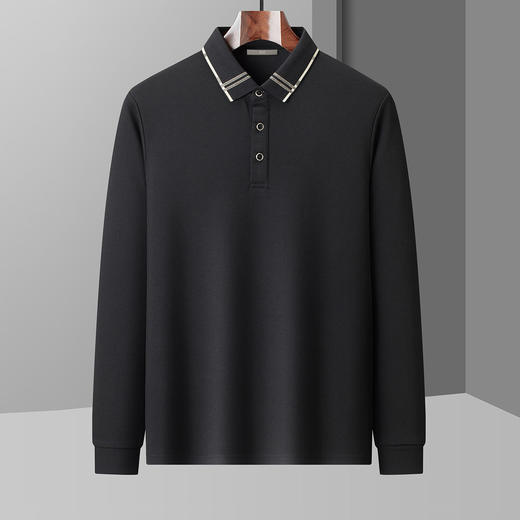 【含桑蚕丝】圣得西男士撞色翻领Polo衫2025秋季新款商务长T恤 商品图3