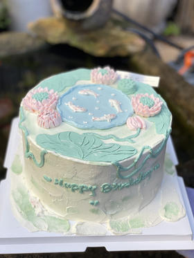 国风荷花奶油蛋糕 下单前请仔细阅读商品详情