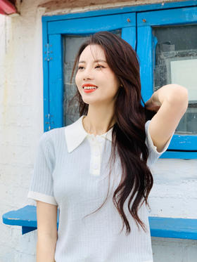 【百图lulu好物】【清凉POLO衫】知性 POLO领 清新有氧 短袖 针织衫