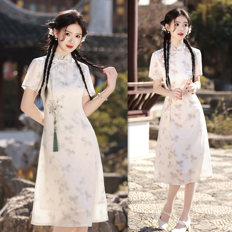 2024春夏新款现代年轻少女时尚改良新中式A版短袖旗袍SYK 21883