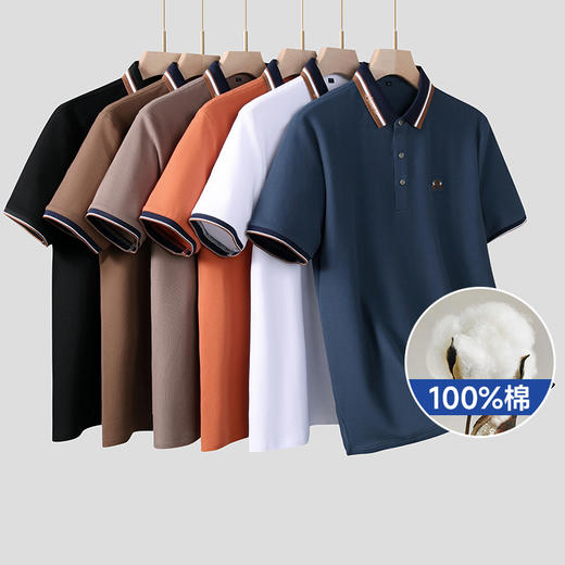 【Q】【100%棉】【新款DK】大依优型大码男装短袖Polo衫翻领加肥加大透气吸汗夏季上衣半袖t恤夏装 商品图0