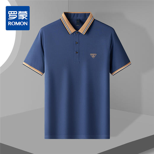 14LP3306【含桑蚕丝】罗蒙夏季男士时尚t恤短袖polo衫亲肤polo衫男短袖 商品图0