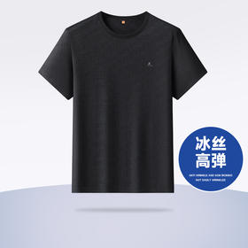 【冰丝高弹】【新款DWP】大依优型大码短袖T恤圆领加肥加大男士大号弹力透气舒适夏季半袖