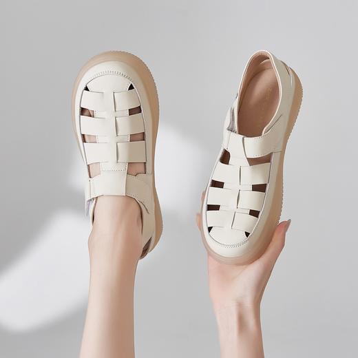 ZHR则则猪笼鞋女法式沙滩鞋2024新款百搭罗马编织凉鞋ins包头单鞋 商品图3