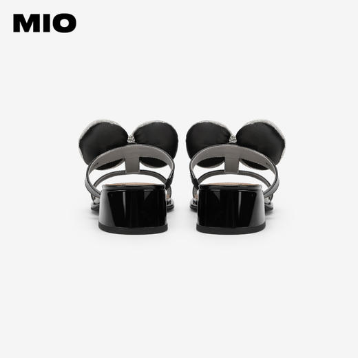 MIO米奥夏季方头中跟简约一字带式泡泡蝴蝶清爽通勤凉拖女M243141608 商品图4