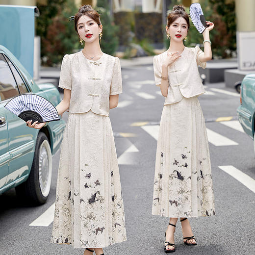 复古新中式，圆领短袖上衣马面裙两件套HR-YRX9100 商品图2