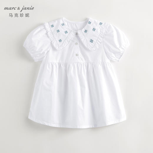 马克珍妮女童复古绣花娃娃领连衣裙儿童裙子2024年夏装新款240653 商品图1