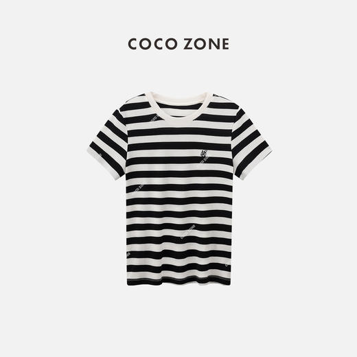 COCO ZONE2024天文短袖T恤女夏季百搭圆领修身上衣CC1A0579 商品图0