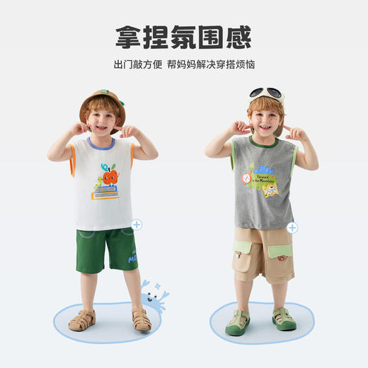 【冰感棉】【80-140】【MQDMINI】男童夏季背心落肩无袖上衣宽松外穿背心 商品图4