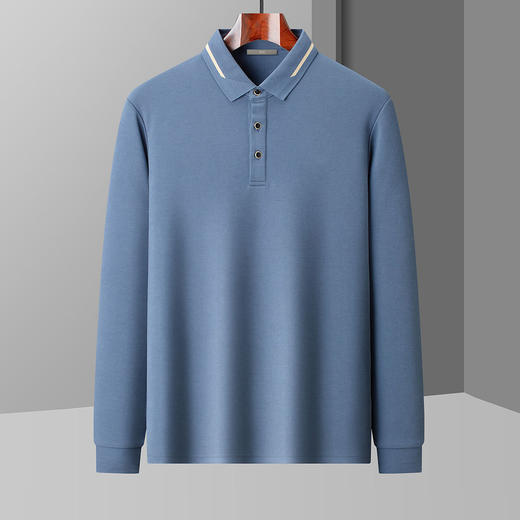 【含桑蚕丝】圣得西2025秋季新款男士撞色翻领长袖polo衫T恤衫 商品图4